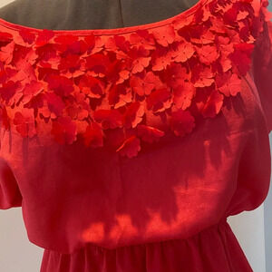 Women’s Coral Dress with flower accents